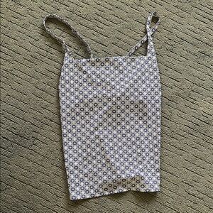 Lands End Floral Print Women's tankini Top - purple and White